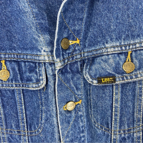 Vintage Lee Trucker Jean Jacket Zig Zag Stitch #153438 SZ S - Picture 9 of 15